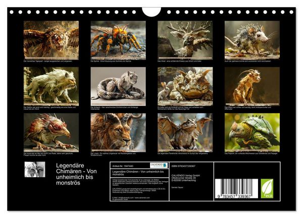 Produktbild: Legend&auml;re Chim&auml;ren - Von unheimlich bis monstr&ouml;s (Wandkalender 2026 DIN A4 quer), CALVENDO Monatskalender