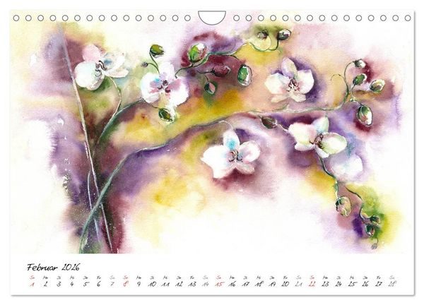 Produktbild: Blumen Bl&uuml;ten Aquarelle (Wandkalender 2026 DIN A4 quer), CALVENDO Monatskalender