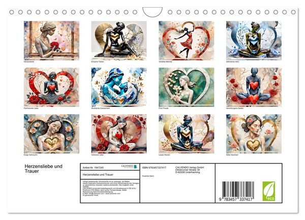 Produktbild: Herzensliebe und Trauer (Wandkalender 2026 DIN A4 quer), CALVENDO Monatskalender