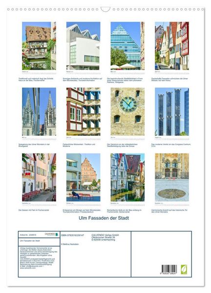 Produktbild: Ulm Fassaden der Stadt (Wandkalender 2026 DIN A2 hoch), CALVENDO Monatskalender