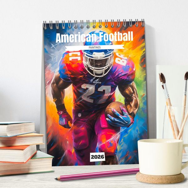 Produktbild: American Football. Paintings (Tischkalender 2026 DIN A5 hoch), CALVENDO Monatskalender