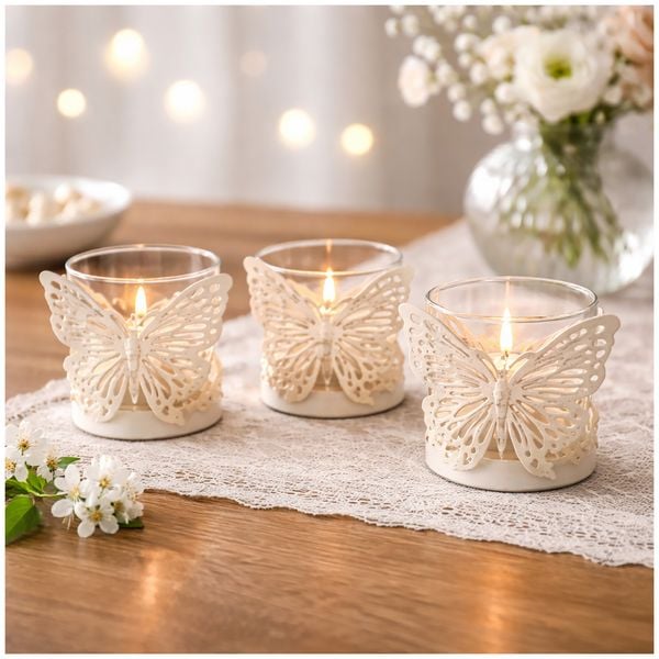 HTI-Line Teelichthalter Butterfly 3er Set Teelichthalter Butterfly 3er Set