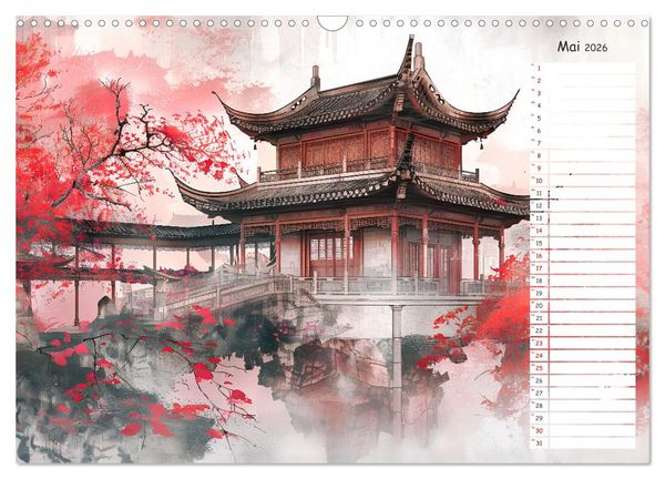 Produktbild: Chinas Harmonie - Terminplaner mit Landschaften und Symbolen (Wandkalender 2026 DIN A3 quer), CALVENDO Monatskalender