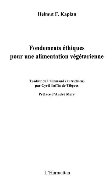 Produktbild: Fondements ethiques pour une alimentation vegetarienne