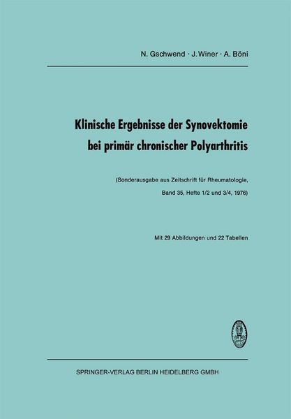 Produktbild: Klinische Ergebnisse der Synovektomie bei prim&auml;r chronischer Polyarthritis