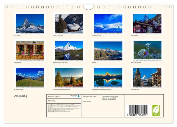 Produktbild: Alpenartig (Wandkalender 2026 DIN A4 quer), CALVENDO Monatskalender