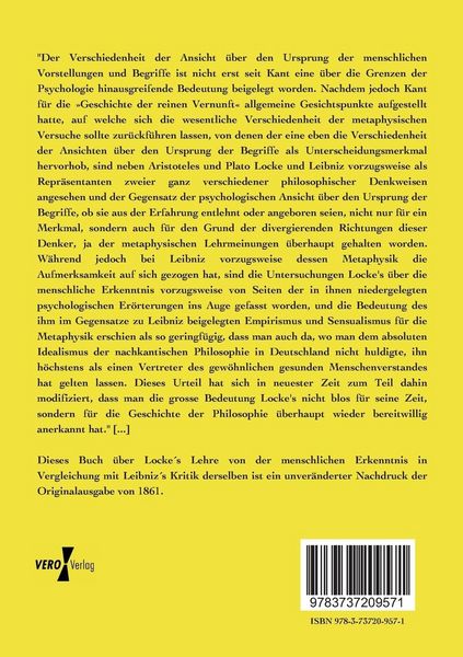 Produktbild: Locke&acute;s Lehre von der menschlichen Erkenntnis in Vergleichung mit Leibniz&acute;s Kritik derselben