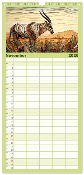 Produktbild: Familienplaner 2026 - Quilling Inspirationen mit 5 Spalten (Wandkalender, 21 x 45 cm) CALVENDO
