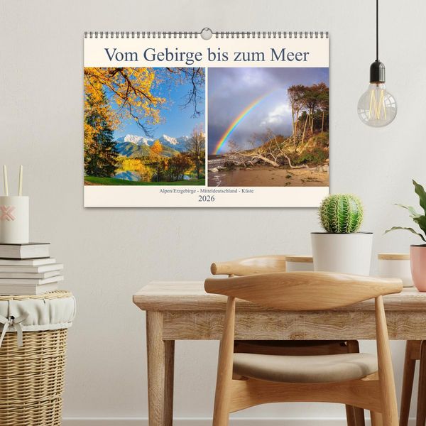 Produktbild: Vom Gebirge bis zum Meer, Alpen/Erzgebirge - Mitteldeutschland - K&uuml;ste (Wandkalender 2026 DIN A3 quer), CALVENDO Monatskalender