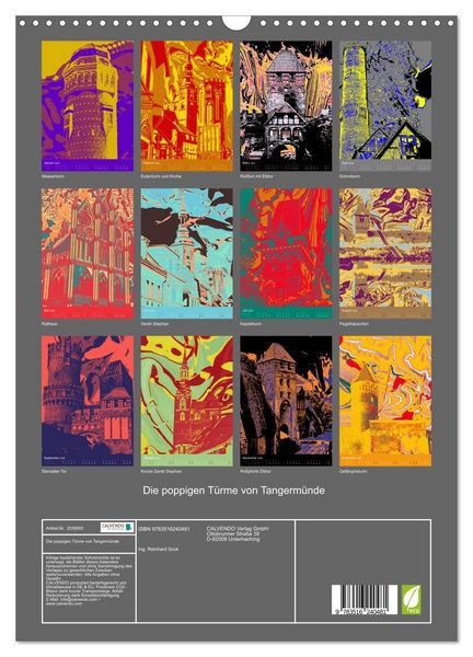 Produktbild: Die poppigen T&uuml;rme von Tangerm&uuml;nde (Wandkalender 2026 DIN A3 hoch), CALVENDO Monatskalender