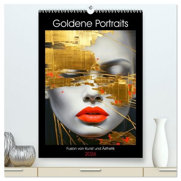 Produktbild: Goldene Portraits. Fusion von Kunst und &Auml;sthetik (hochwertiger Premium Wandkalender 2026 DIN A2 hoch), Kunstdruck in Hochglanz