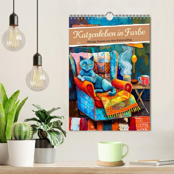 Produktbild: Katzenleben in Farbe - Witzige Szenen aus dem Katzenalltag (Wandkalender 2026 DIN A4 hoch), CALVENDO Monatskalender