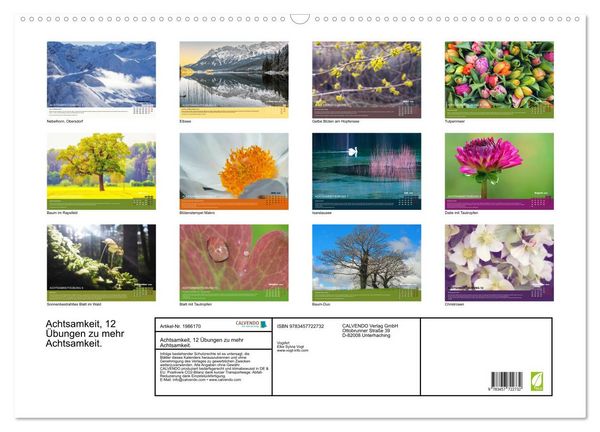 Produktbild: Achtsamkeit, 12 &Uuml;bungen zu mehr Achtsamkeit. (Wandkalender 2026 DIN A2 quer), CALVENDO Monatskalender