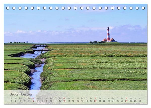 Produktbild: Salzwiesen, Schafe und Watt - Westerhever, ein Naturparadies an der Nordsee (Tischkalender 2026 DIN A5 quer), CALVENDO Monatskalender