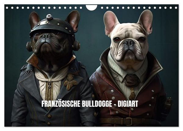 Französische Bulldogge KI Digiart (Wandkalender 2026 DIN A4 quer), CALVENDO Monatskalender
