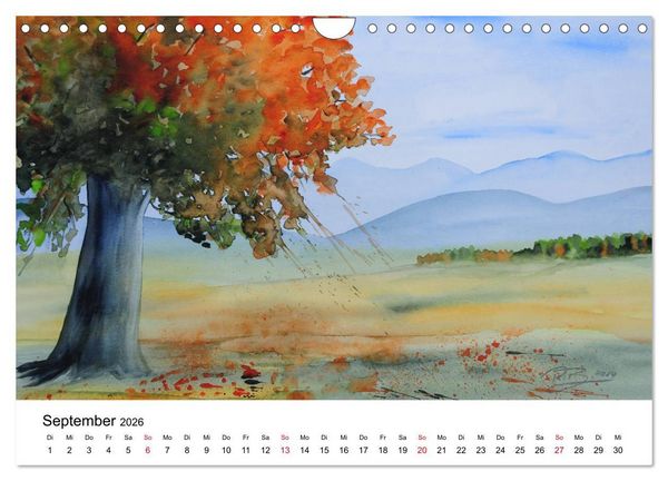 Produktbild: Landschafts-Aquarelle 2026 Roswita Ilona Baumann (Wandkalender 2026 DIN A4 quer), CALVENDO Monatskalender