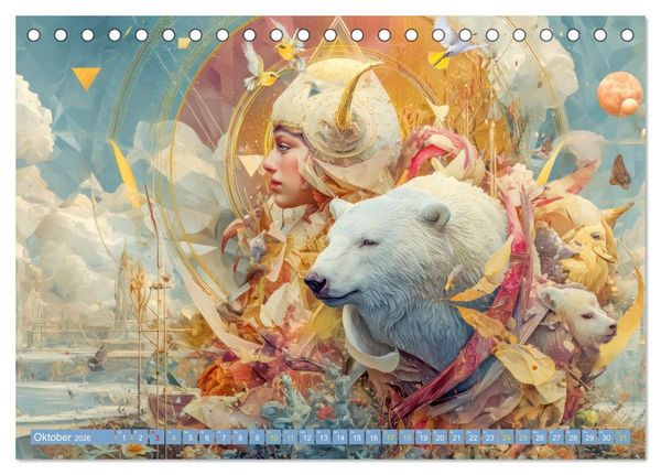 Produktbild: Tierparadies - Tierische Fantasiewelten (Tischkalender 2026 DIN A5 quer), CALVENDO Monatskalender