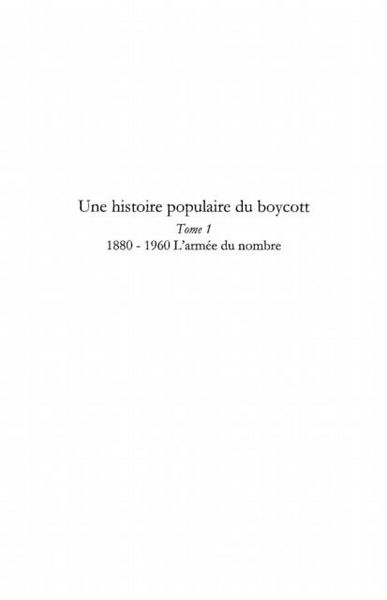Produktbild: Une histoire populaire du boycott t. 1