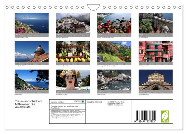 Produktbild: Traumlandschaft am Mittelmeer: Die Amalfik&uuml;ste (Wandkalender 2026 DIN A4 quer), CALVENDO Monatskalender