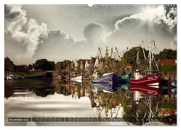 Produktbild: Ostfriesland - die alten H&auml;fen, Vintage-Style (Wandkalender 2026 DIN A2 quer), CALVENDO Monatskalender