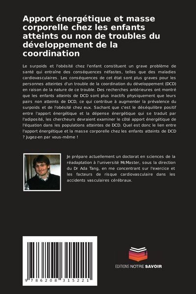 Produktbild: Apport &eacute;nerg&eacute;tique et masse corporelle chez les enfants atteints ou non de troubles du d&eacute;veloppement de la coordination