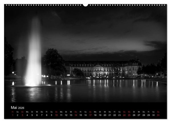 Produktbild: Stuttgart bei Nacht (Wandkalender 2026 DIN A2 quer), CALVENDO Monatskalender