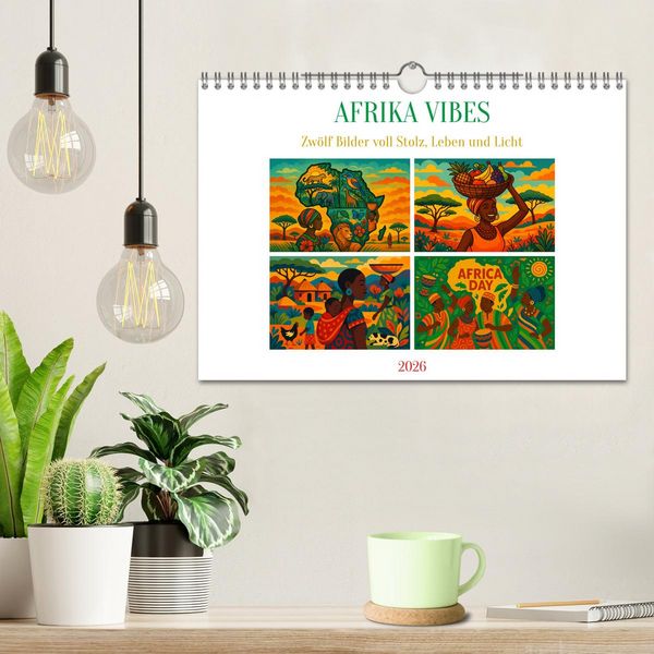 Produktbild: AFRIKA VIBES &ndash; Zw&ouml;lf Bilder voll Stolz, Leben und Licht (Wandkalender 2026 DIN A4 quer), CALVENDO Monatskalender