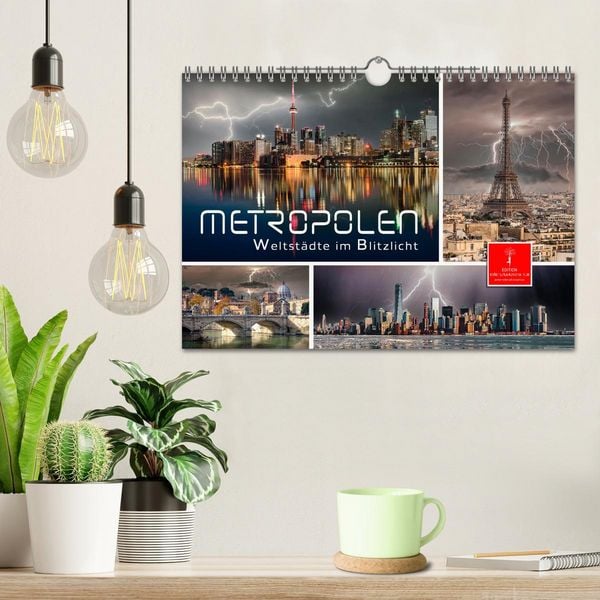 Produktbild: Metropolen - Weltst&auml;dte im Blitzlicht (Wandkalender 2026 DIN A4 quer), CALVENDO Monatskalender