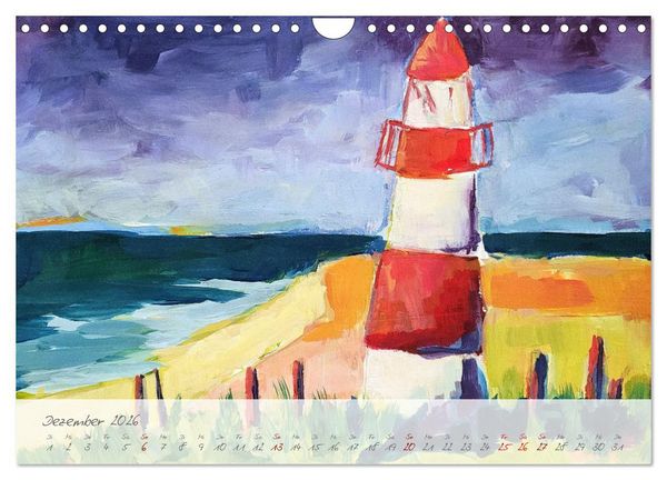 Produktbild: Gemalter K&uuml;stenzauber - Mit Pinsel und Farbe entlang der deutschen K&uuml;ste (Wandkalender 2026 DIN A4 quer), CALVENDO Monatskalender