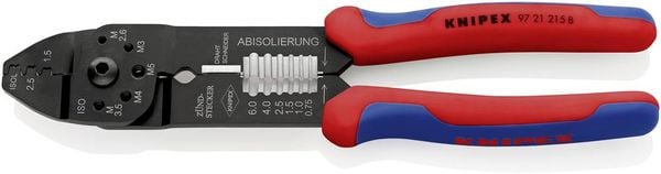 Knipex 97 21 215 B Crimpzange Unisolierte offene Steckverbinder 0.5 bis 2.5mm²