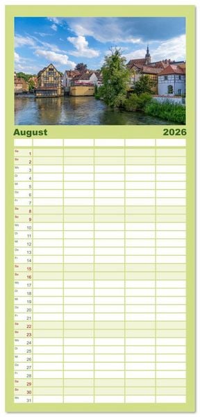 Produktbild: Familienplaner 2026 - Franken - Malerische Orte und Landschaften mit 5 Spalten (Wandkalender, 21 x 45 cm) CALVENDO