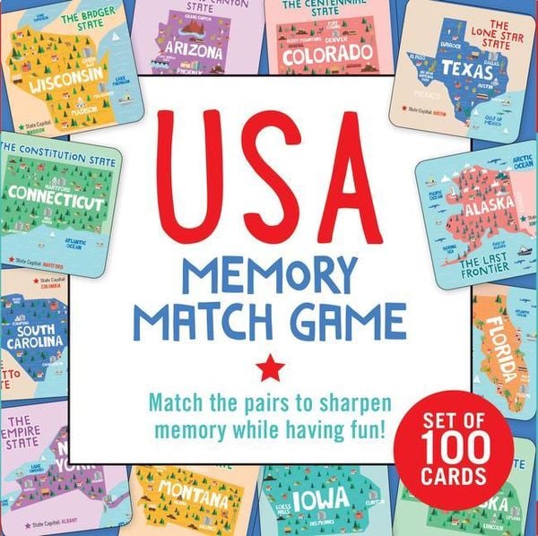 USA Memory Match Game (Set of 100 Cards)