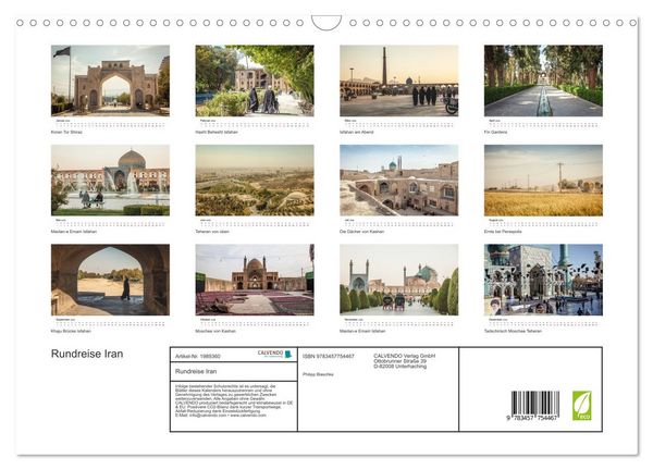 Produktbild: Rundreise Iran (Wandkalender 2026 DIN A3 quer), CALVENDO Monatskalender