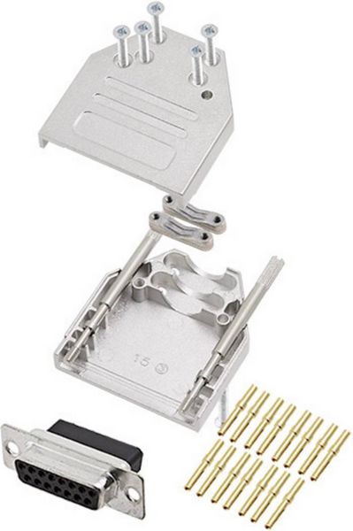Produktbild: Encitech DTZI15-DBCS-K 6355-0079-12 D-SUB Buchsenleisten-Set 180&deg; Polzahl: 15 Crimpen 1St.