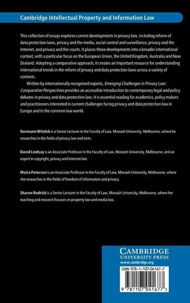 Produktbild: Emerging Challenges in Privacy Law