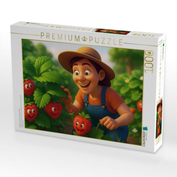 Produktbild: CALVENDO Puzzle Erdbeerwunder unter jedem Blatt | 1000 Teile Lege-Gr&ouml;&szlig;e 64x48cm Foto-Puzzle f&uuml;r gl&uuml;ckliche Stunden
