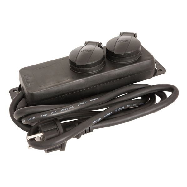 arcas Steckdosenleiste 2fach mit Klappdeckel schwarz