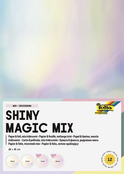 Produktbild: FOLIA Bastelartikel Shiny Magic Mix, Irisierender Mix, 12 Blatt, 25x35cm