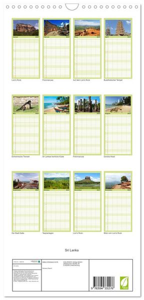 Produktbild: Familienplaner 2027 - Sri Lanka mit 5 Spalten (Wandkalender, 21 x 45 cm) CALVENDO