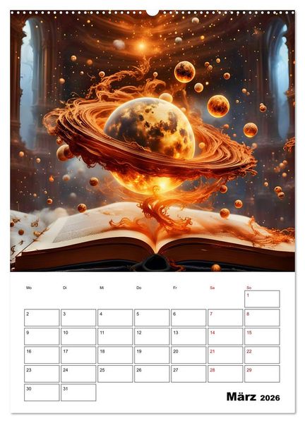 Produktbild: Magische surreale Buchwelten (Wandkalender 2026 DIN A2 hoch), CALVENDO Monatskalender