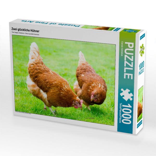 Produktbild: CALVENDO Puzzle Zwei gl&uuml;ckliche H&uuml;hner | 1000 Teile Lege-Gr&ouml;&szlig;e 64x48cm Foto-Puzzle f&uuml;r gl&uuml;ckliche Stunden
