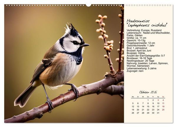 Produktbild: Meisen richtig erkennen (Wandkalender 2026 DIN A2 quer), CALVENDO Monatskalender