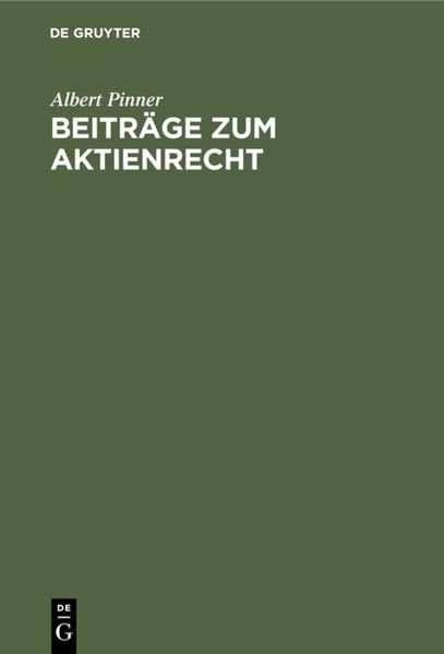 Produktbild: Beitr&auml;ge zum Aktienrecht