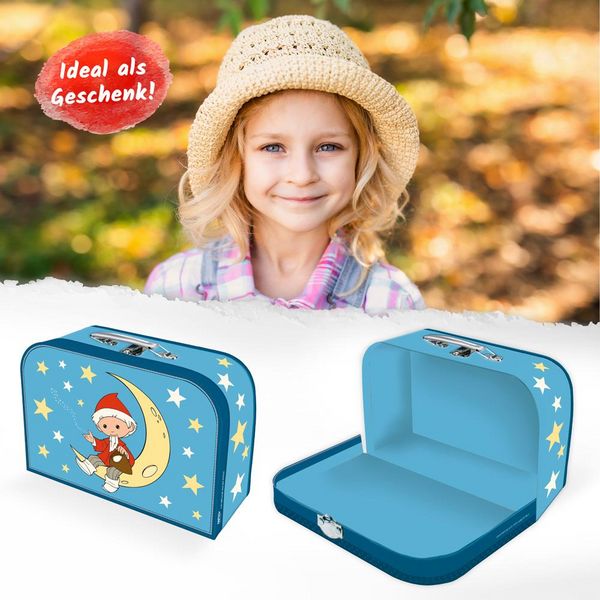 Produktbild: Tr&ouml;tsch Kinderkoffer "Sandmann" Mond gro&szlig;, Pappkoffer, Koffer aus Pappe, Geschenk Verpackung, Gutschein Verpackung,Spielkoffer, Metallgriff und Metallhenkel, Reisekoffer Kinder