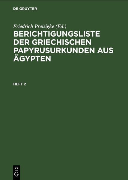 Produktbild: Berichtigungsliste der griechischen Papyrusurkunden aus &Auml;gypten. Heft 2