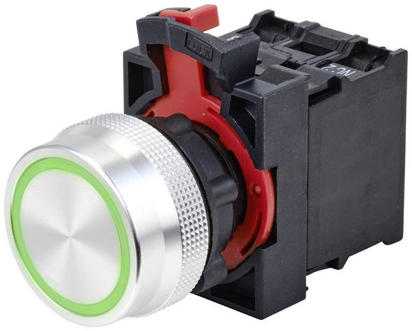 Produktbild: TRU COMPONENTS TC-10091044 ONPOW26-11E/G/12V Druckschalter 250 V 5 A 1 x Ein/(Ein) tastend Gr&uuml;n IP40 1 St.