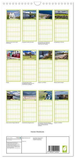 Produktbild: Familienplaner 2026 - Irlands Westk&uuml;ste mit 5 Spalten (Wandkalender, 21 x 45 cm) CALVENDO
