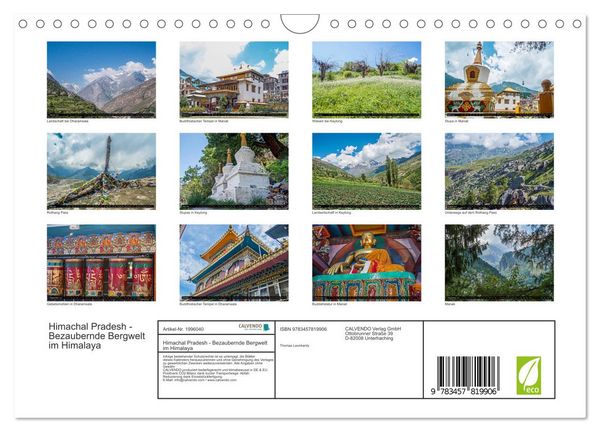 Produktbild: Himachal Pradesh - Bezaubernde Bergwelt im Himalaya (Wandkalender 2026 DIN A4 quer), CALVENDO Monatskalender
