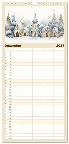 Produktbild: Familienplaner 2027 - M&auml;rchenhafte Feenh&auml;uschen mit 5 Spalten (Wandkalender, 21 x 45 cm) CALVENDO