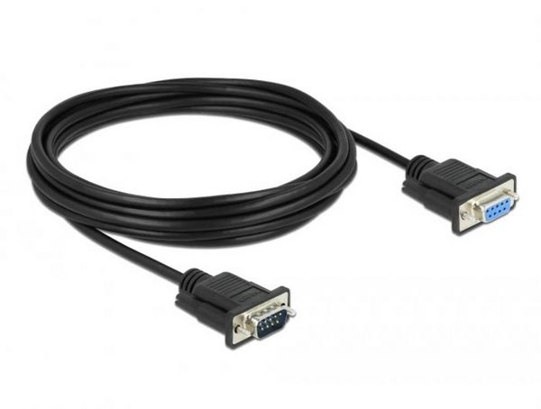 Produktbild: Delock Seriell Anschlusskabel [1x RS232-Stecker - 1x RS232-Stecker] 5m Schwarz
